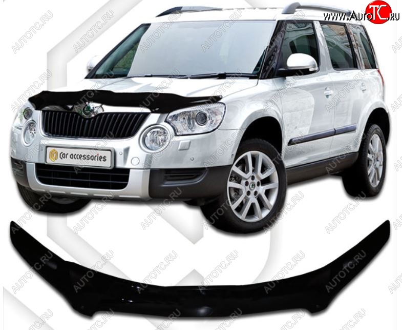 2 159 р. Дефлектор капота CA-Plastic Skoda Yeti (2009-2013) (серия Classic черный, Без надписи)  с доставкой в г. Вологда