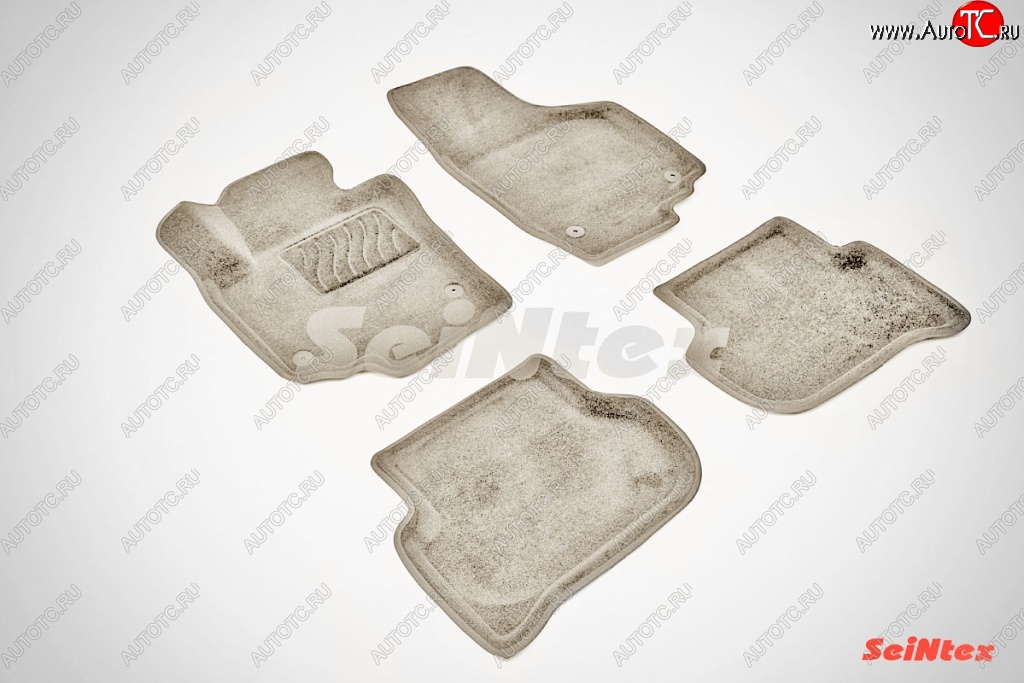 7 649 р. Износостойкие коврики в салон SeiNtex Premium 3D 4 шт. (ворсовые, бежевые) Skoda Yeti (2009-2013)  с доставкой в г. Вологда