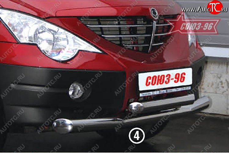 18 314 р. Защита переднего бампера двойная Souz-96 (d76/60) SSANGYONG Actyon Sport (2006-2011)  с доставкой в г. Вологда