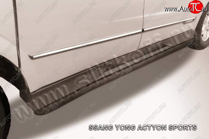 10 949 р. Защита порогов Slitkoff SSANGYONG Actyon Sport (2012-2025) (Цвет: серебристый)  с доставкой в г. Вологда