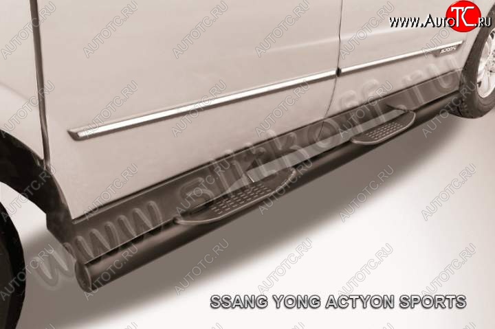 11 999 р. Защита порогов Slitkoff SSANGYONG Actyon Sport (2012-2025) (Цвет: серебристый)  с доставкой в г. Вологда