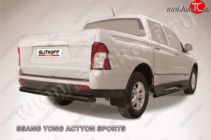 6 949 р. Защита задняя Slitkoff SSANGYONG Actyon Sport (2012-2025) (Цвет: серебристый)  с доставкой в г. Вологда