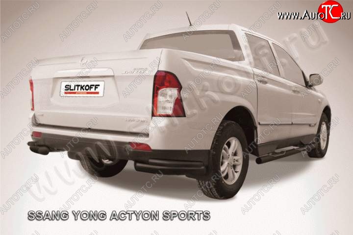 7 399 р. Уголки d76+d42 двойные SSANGYONG Actyon Sport (2012-2025) (Цвет: серебристый)  с доставкой в г. Вологда