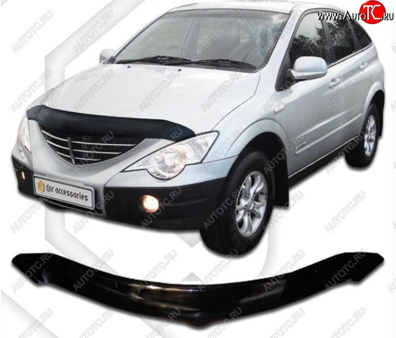 2 159 р. Дефлектор капота CA-Plastiс SSANGYONG Actyon 1 (2006-2010) (Classic черный, Без надписи)  с доставкой в г. Вологда