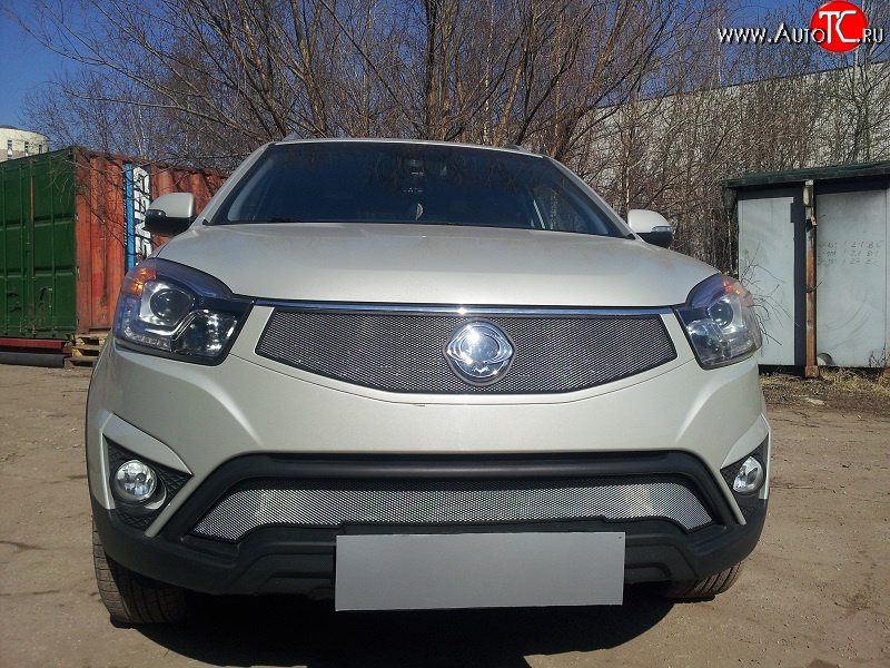 1 539 р. Нижняя сетка на бампер Russtal (хром) SSANGYONG Actyon рестайлинг (2013-2021)  с доставкой в г. Вологда