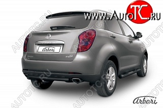 5 399 р. Защита заднего бампера Arbori (короткая, черная, 1 труба d57 mm) SSANGYONG Actyon дорестайлинг (2010-2013)  с доставкой в г. Вологда
