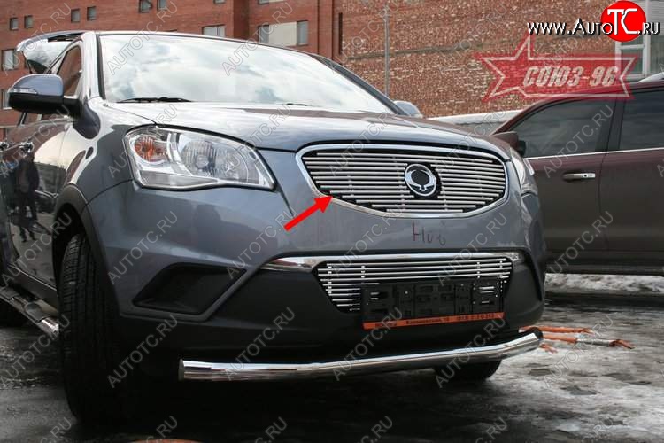 9 944 р. Декоративный элемент решетки радиатора Souz-96 (d10) SSANGYONG Actyon дорестайлинг (2010-2013)  с доставкой в г. Вологда