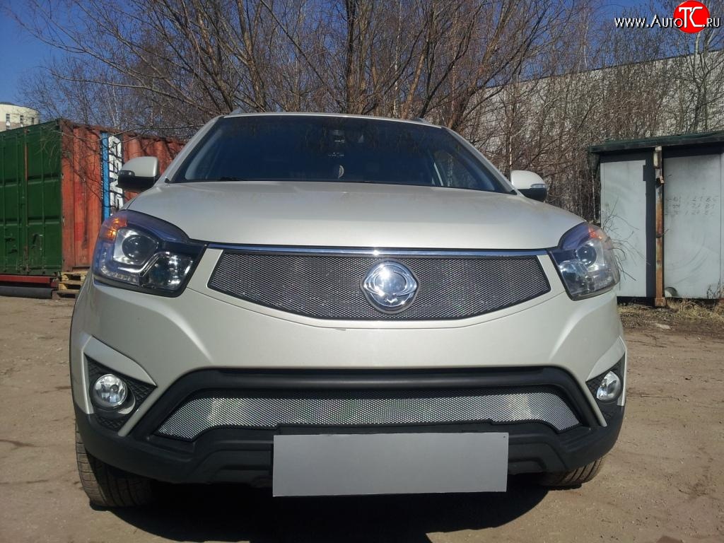1 539 р. Верхняя сетка на бампер Russtal (хром) SSANGYONG Actyon рестайлинг (2013-2021)  с доставкой в г. Вологда