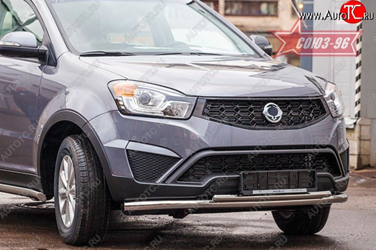14 264 р. Защита переднего бампера двойная Souz-96 (d60/42). SSANGYONG Actyon рестайлинг (2013-2021)  с доставкой в г. Вологда