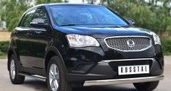 11 599 р. Защита переднего бампера (Ø75х42 мм, нержавейка) Russtal SSANGYONG Actyon дорестайлинг (2010-2013)  с доставкой в г. Вологда. Увеличить фотографию 4
