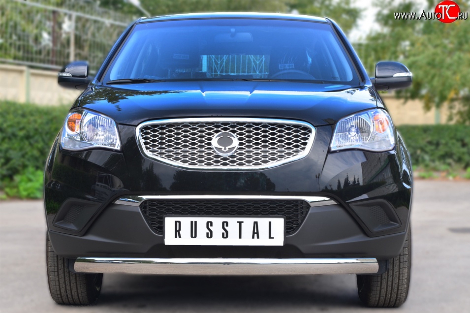 11 599 р. Защита переднего бампера (Ø75х42 мм, нержавейка) Russtal SSANGYONG Actyon дорестайлинг (2010-2013)  с доставкой в г. Вологда