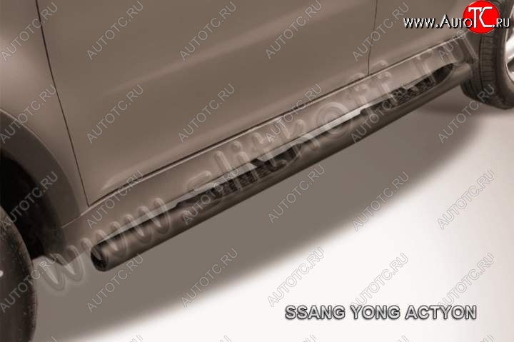 12 399 р. Защита порогов Slitkoff SSANGYONG Actyon дорестайлинг (2010-2013) (Цвет: серебристый)  с доставкой в г. Вологда