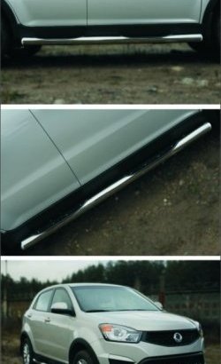 14 449 р. Защита порогов из круглой трубы диаметром 76 мм (рестайлинг) Russtal SSANGYONG Actyon дорестайлинг (2010-2013) (Защита порогов с со скосами на торцах (вариант 1))  с доставкой в г. Вологда. Увеличить фотографию 3
