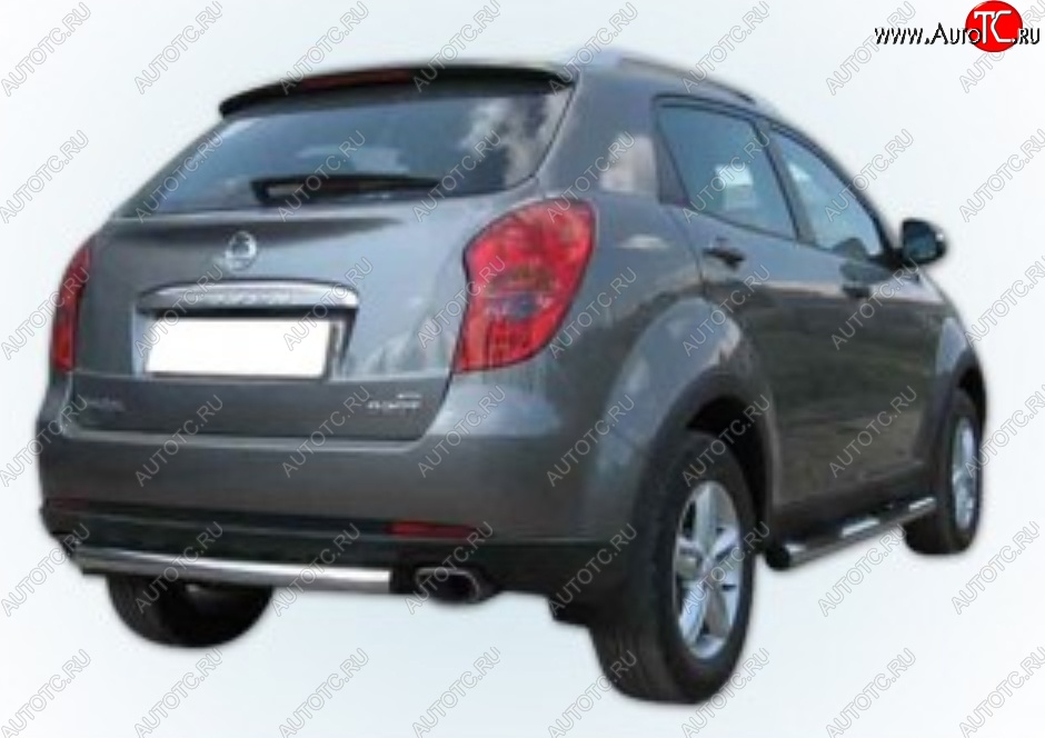 6 849 р. Одинарная защита заднего бампера Slitkoff 57мм короткая SSANGYONG Actyon дорестайлинг (2010-2013) (Цвет: нержавеющая полированная сталь)  с доставкой в г. Вологда