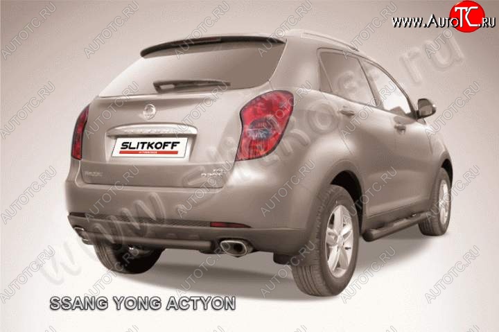 4 699 р. Защита задняя Slitkoff SSANGYONG Actyon дорестайлинг (2010-2013) (Цвет: серебристый)  с доставкой в г. Вологда