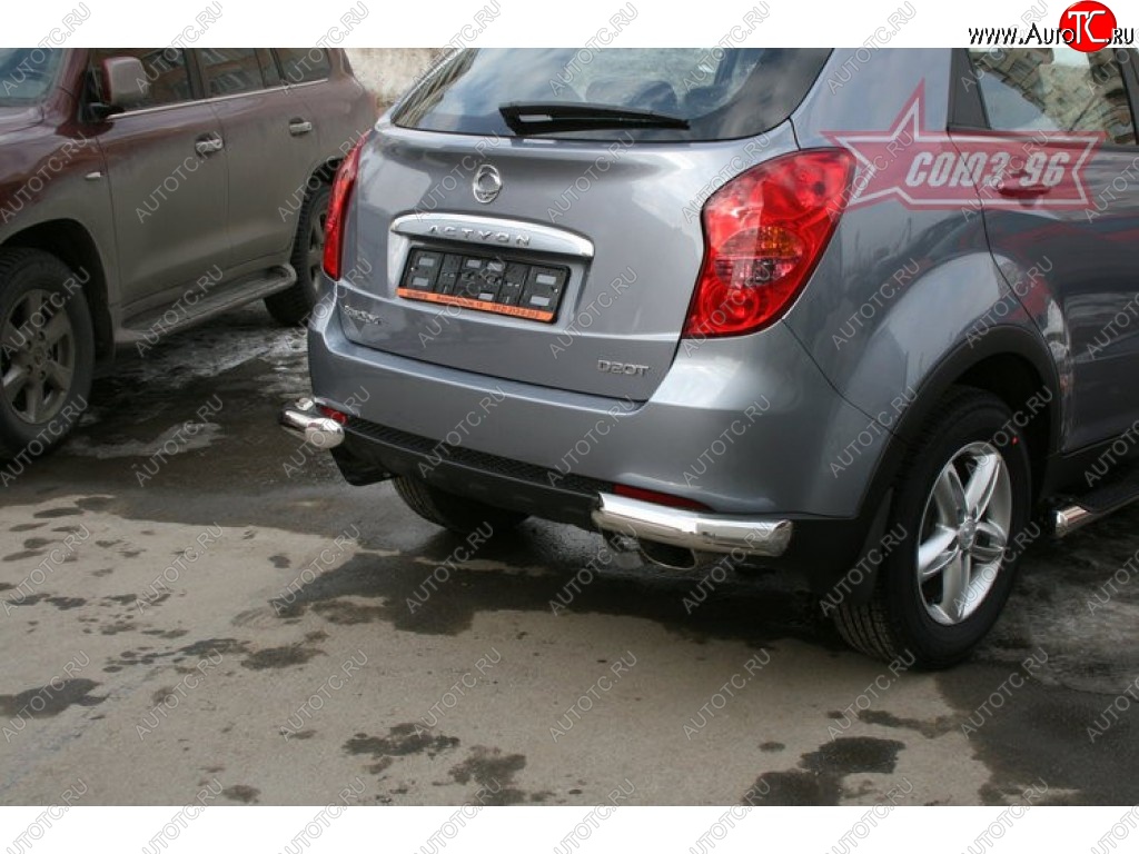 13 949 р. Угловая защита заднего бампера d76 Souz-96 SSANGYONG Actyon дорестайлинг (2010-2013)  с доставкой в г. Вологда