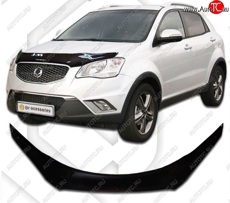 2 199 р. Дефлектор капота CA-Plastic SSANGYONG Korando 3 дорестайлинг (2010-2025) (Classic черный, Без надписи)  с доставкой в г. Вологда