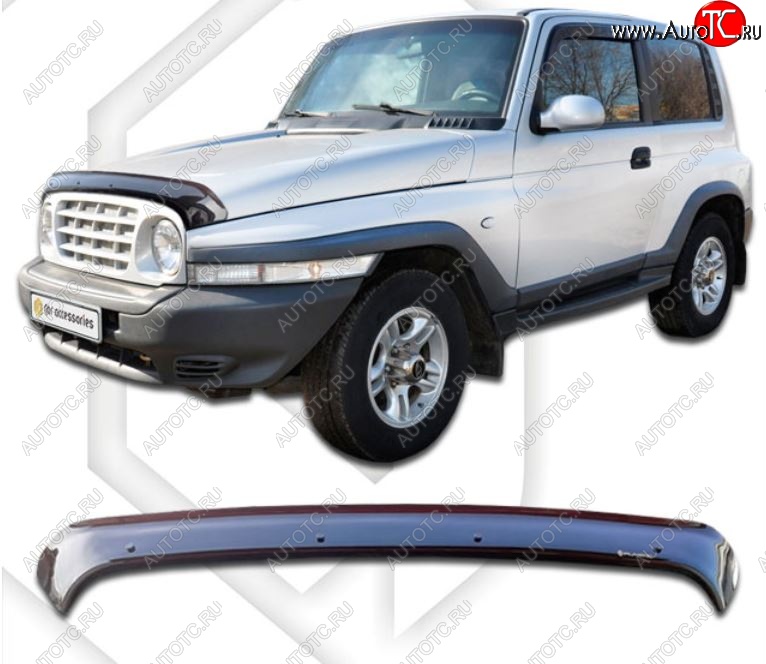 1 999 р. Дефлектор капота CA-Plastiс  SSANGYONG Korando  2 (1996-2006) (Classic черный, Без надписи)  с доставкой в г. Вологда