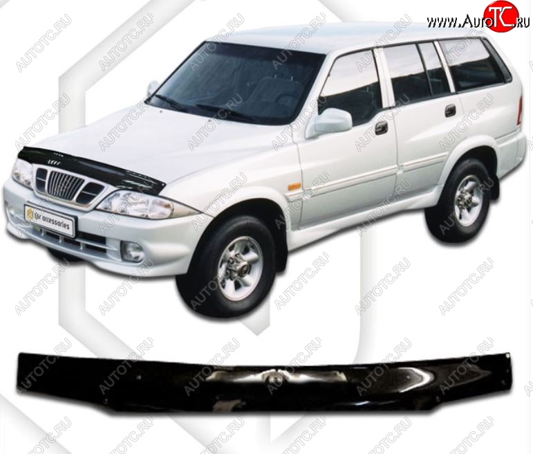1 999 р. Дефлектор капота CA-Plastiс  SSANGYONG Musso (1993-2005) (серия Classic черный, Без надписи)  с доставкой в г. Вологда