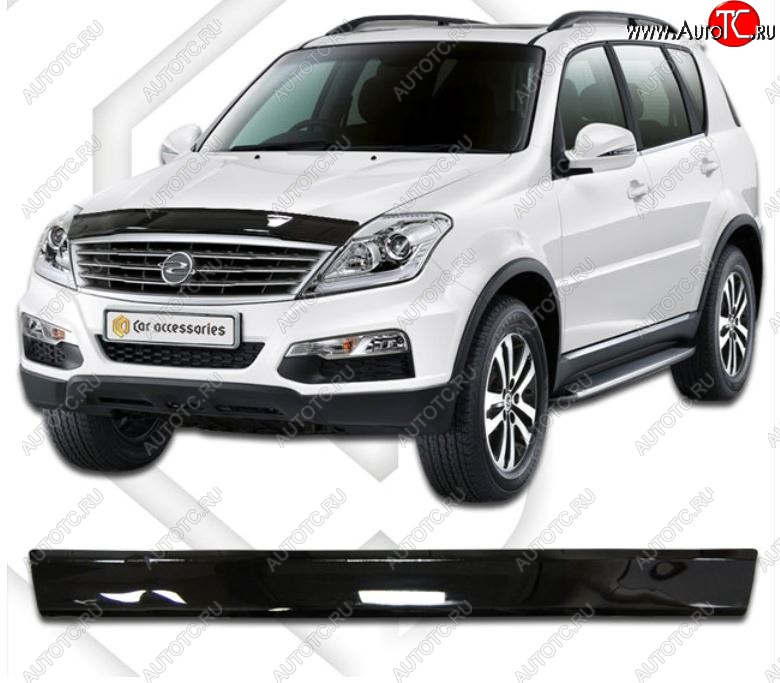 1 839 р. Дефлектор капота CA-Plastiс SSANGYONG Rexton Y290 (2012-2017) (Classic черный, Без надписи)  с доставкой в г. Вологда