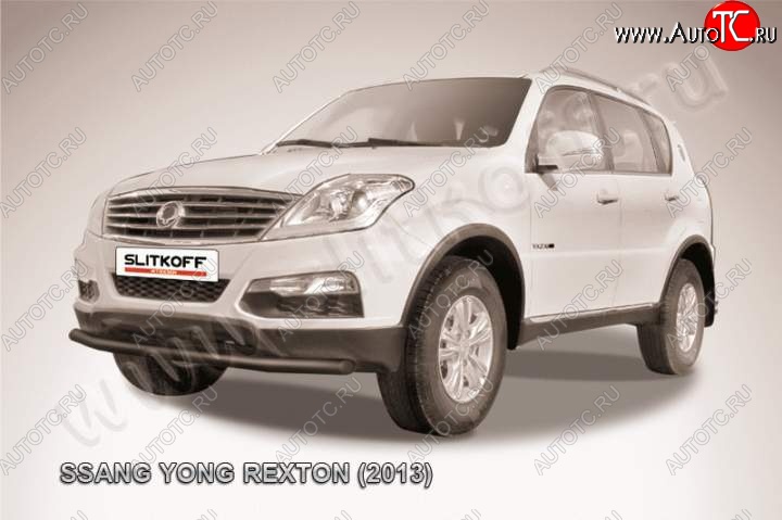 7 899 р. Защита переднего бампер Slitkoff SSANGYONG Rexton Y290 (2012-2017) (Цвет: серебристый)  с доставкой в г. Вологда