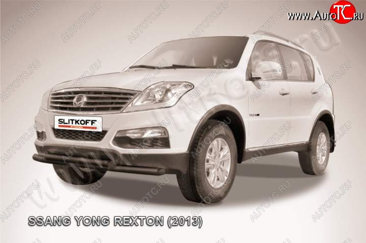 9 999 р. Защита переднего бампер Slitkoff SSANGYONG Rexton Y290 (2012-2017) (Цвет: серебристый)  с доставкой в г. Вологда