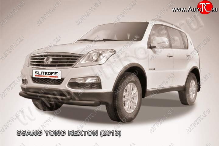 10 999 р. Защита переднего бампер Slitkoff SSANGYONG Rexton Y290 (2012-2017) (Цвет: серебристый)  с доставкой в г. Вологда