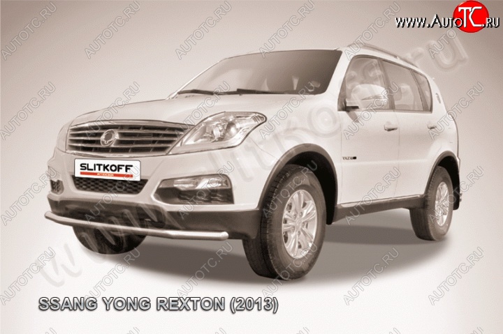 11 299 р. Одинарная защита переднего бампера диаметром 57 мм Slitkoff SSANGYONG Rexton Y290 (2012-2017) (Цвет: нержавеющая полированная сталь)  с доставкой в г. Вологда