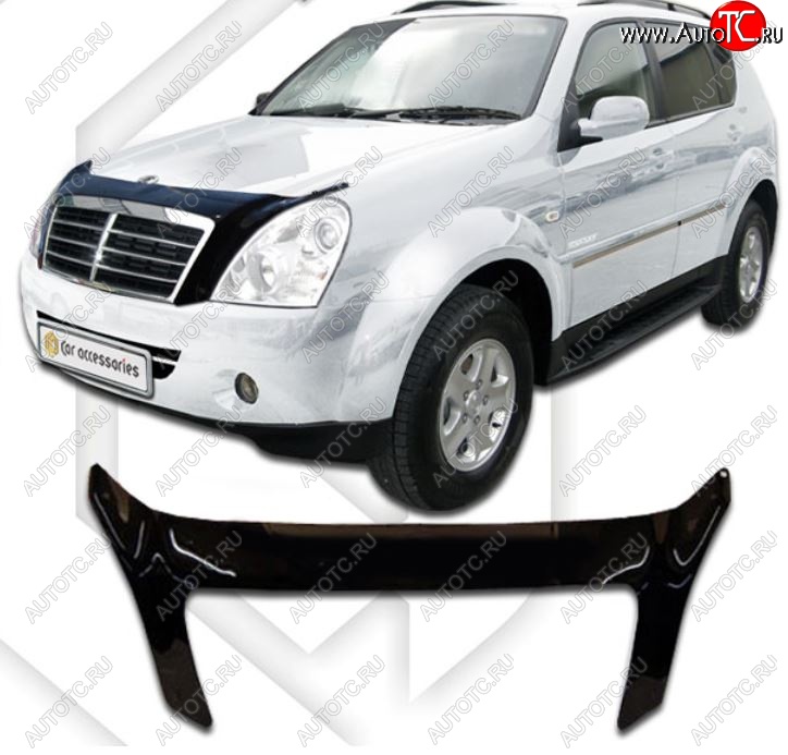 2 199 р. Дефлектор капота CA-Plastiс  SSANGYONG Rexton  Y250 (2006-2012) (Classic черный, Без надписи)  с доставкой в г. Вологда