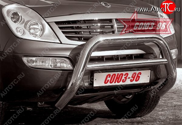 16 064 р. Защита переднего бампера (без кенгурина и подножек) Souz-96 (d76) SSANGYONG Rexton Y200 (2001-2006)  с доставкой в г. Вологда