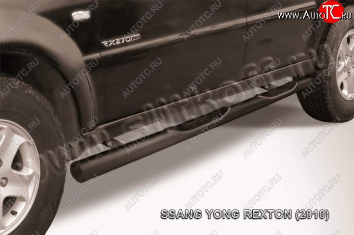 12 999 р. Защита порогов Slitkoff SSANGYONG Rexton Y250 (2006-2012) (Цвет: серебристый)  с доставкой в г. Вологда