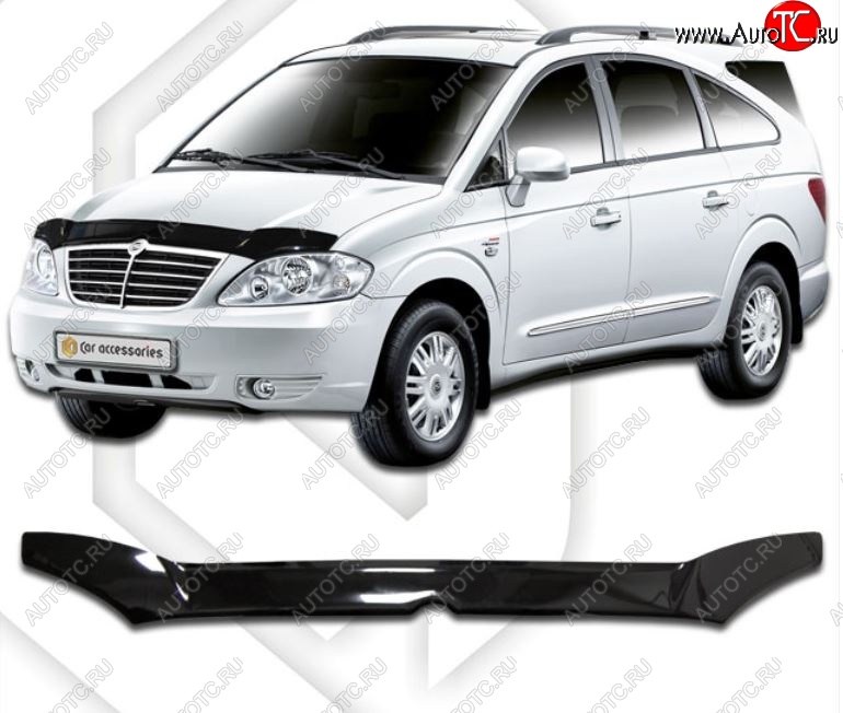 1 999 р. Дефлектор капота CA-Plastic SSANGYONG Rodius 1 (2004-2013) (Classic черный, Без надписи)  с доставкой в г. Вологда