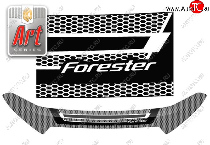 2 479 р. Дефлектор капота CA-Plastiс  Subaru Forester  SJ (2012-2019) дорестайлинг, рестайлинг (Серия Art графит)  с доставкой в г. Вологда