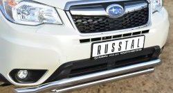 22 999 р. Защита переднего бампера (2 трубыØ63 мм, волна, нержавейка) SLITKOFF Subaru Forester SJ дорестайлинг (2012-2016)  с доставкой в г. Вологда. Увеличить фотографию 2