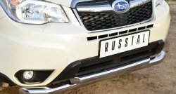 21 449 р. Защита переднего бампера (2 трубыØ76 и 63 мм, нержавейка) SLITKOFF Subaru Forester SJ дорестайлинг (2012-2016)  с доставкой в г. Вологда. Увеличить фотографию 3