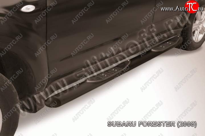 12 399 р. Защита порогов Slitkoff Subaru Forester SH (2008-2013) (Цвет: серебристый)  с доставкой в г. Вологда