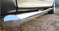 83 999 р. Защита порогов с пластиковыми вставками для ног из круглой трубы диаметром 76 мм Russtal Subaru Forester SJ дорестайлинг (2012-2016) (Защита порогов с со скосами на торцах (вариант 1))  с доставкой в г. Вологда. Увеличить фотографию 3