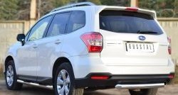 83 999 р. Защита порогов с пластиковыми вставками для ног из круглой трубы диаметром 76 мм Russtal Subaru Forester SJ дорестайлинг (2012-2016) (Защита порогов с со скосами на торцах (вариант 1))  с доставкой в г. Вологда. Увеличить фотографию 9