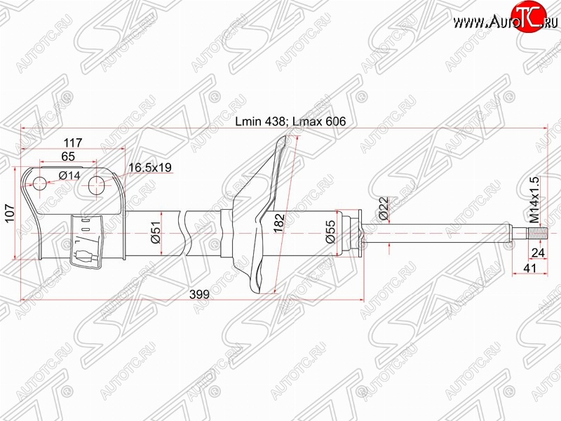 3 789 р. Левый амортизатор передний SAT Subaru Forester SF рестайлинг (2000-2002)  с доставкой в г. Вологда