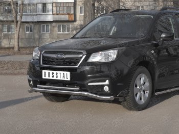 25 399 р. Защита переднего бампера (2 трубы Ø63 и 42 мм, нержавейка) SLITKOFF Subaru Forester SJ рестайлинг (2016-2019)  с доставкой в г. Вологда. Увеличить фотографию 2