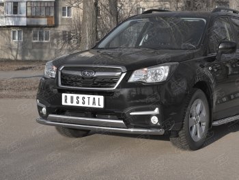 18 549 р. Защита переднего бампера (2 трубы Ø63 и 75х42 мм, нержавейка) Russtal Subaru Forester SJ рестайлинг (2016-2019)  с доставкой в г. Вологда. Увеличить фотографию 2