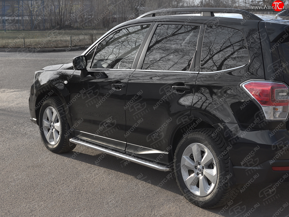 22 999 р. Пороги SLITKOFF d42 с листом Subaru Forester SJ рестайлинг (2016-2019) (лист алюминий, труба сталь)  с доставкой в г. Вологда