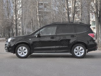 18 799 р. Защита порогов на SLITKOFF труба d63 Subaru Forester SJ рестайлинг (2016-2019) (защита порогов с заглушками на торцах)  с доставкой в г. Вологда. Увеличить фотографию 3