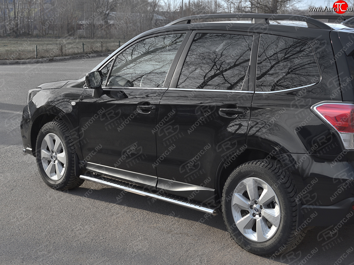 19 399 р. Защита порогов на Russtal труба 120х60 овал с проступью Subaru Forester SJ рестайлинг (2016-2019)  с доставкой в г. Вологда
