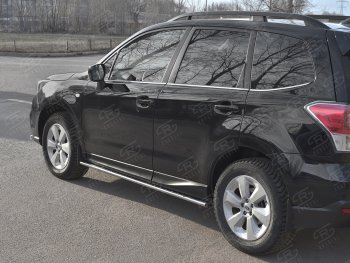 16 649 р. Защита порогов на Russtal труба 75х42 овал с проступью Subaru Forester SJ рестайлинг (2016-2019)  с доставкой в г. Вологда. Увеличить фотографию 2