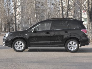 16 649 р. Защита порогов на Russtal труба 75х42 овал с проступью Subaru Forester SJ рестайлинг (2016-2019)  с доставкой в г. Вологда. Увеличить фотографию 3