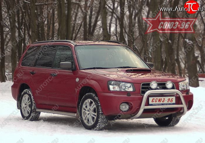 9 224 р. Защита переднего бампера Souz-96 (d60) Subaru Forester SG дорестайлинг (2002-2005)  с доставкой в г. Вологда