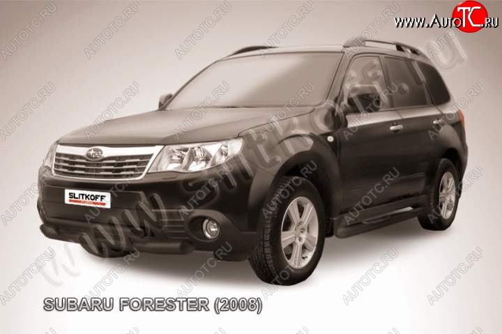 10 299 р. Защита переднего бампер Slitkoff Subaru Forester SH (2008-2013) (Цвет: серебристый)  с доставкой в г. Вологда