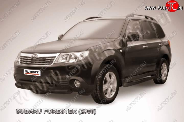 11 299 р. Защита переднего бампер Slitkoff Subaru Forester SH (2008-2013) (Цвет: серебристый)  с доставкой в г. Вологда