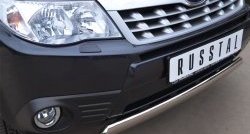 12 949 р. Защита переднего бампера (Ø75х42 мм, нержавейка) Russtal Subaru Forester SH (2008-2013)  с доставкой в г. Вологда. Увеличить фотографию 2